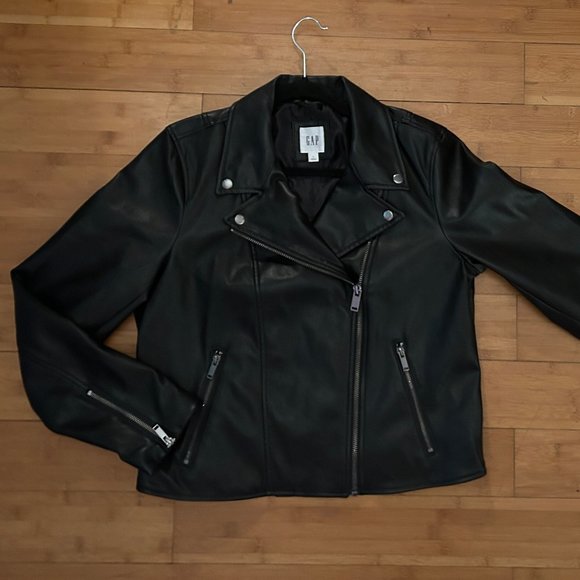 Gap Faux Leather Moto Jacket Large - Picture 11 of 11